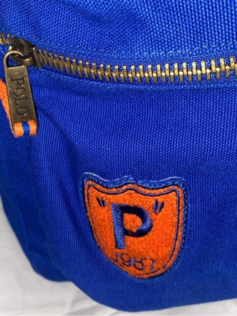 Ralph Lauren Blue and Orange 'R' Canvas Backpack